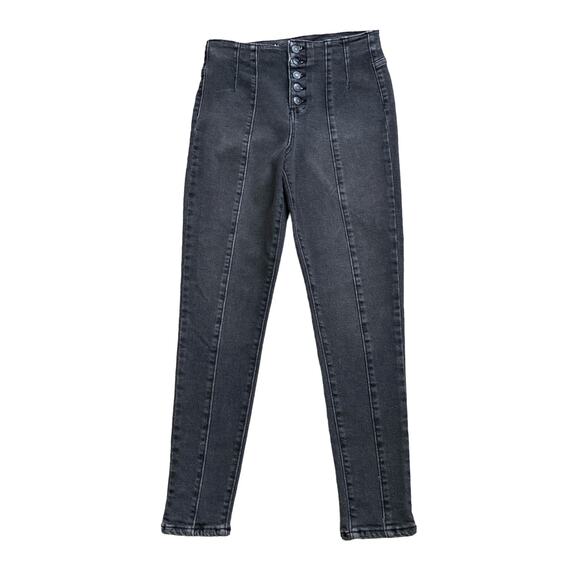NO BOUNDARIES Womens Size 9 Gray High Rise Skinny Button Fly Jeans 26.5" Inseam - Picture 1 of 5
